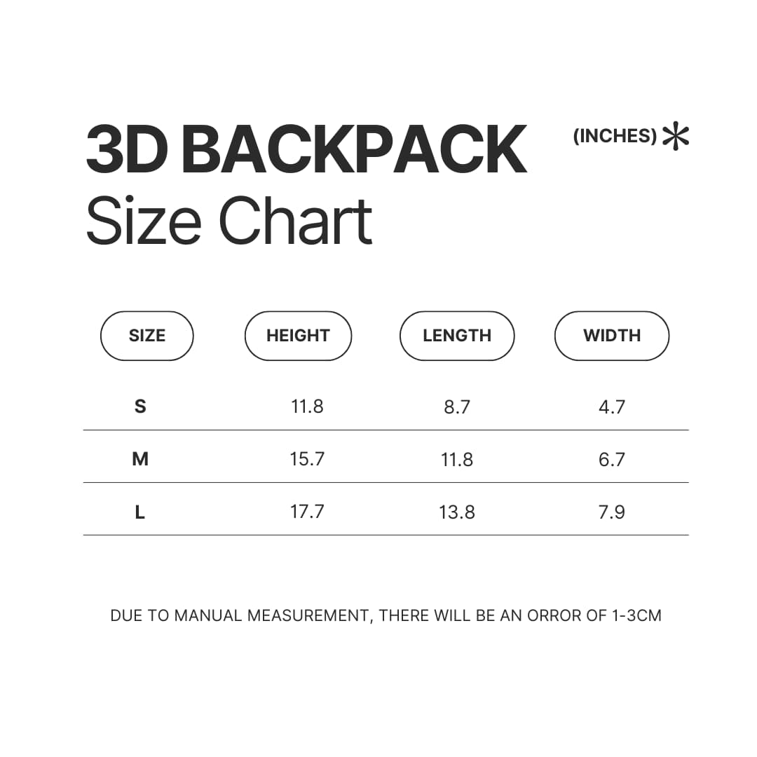 3D Backpack Size Chart - Chihuahua Shop