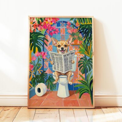 Chihuahua Toilet Matisse Style Wall Art