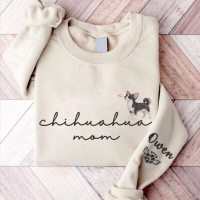 Chihuahua Mom Style Embroidered Sweatshirt