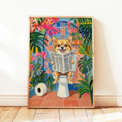 Chihuahua Long Haired Toilet Matisse Wall Art