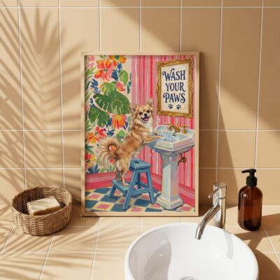 Chihuahua Long Haired Bathroom Matisse Wall Art