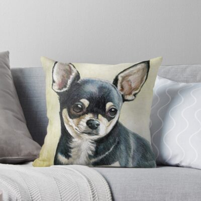 Chihuahua Retro Artwork Throw Pillow